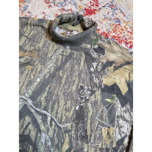 Vintage 90's Jerzees Mossy Oak BreakUp Camo Turtleneck Longsleeve T-Shirt Sz 2XL - Picture 2 of 6